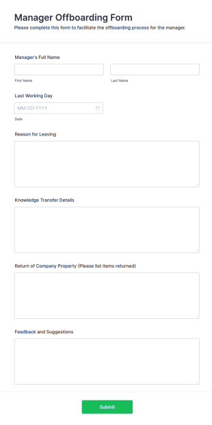 Manager Offboarding Form Template
