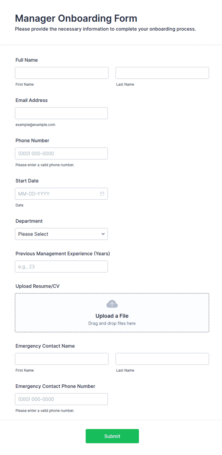 Manager Onboarding Form Template | Jotform
