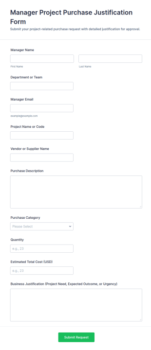 Manager Project Purchase Justification Form Template