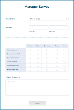 Manager Survey Form Template