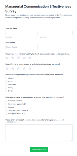 Managerial Communication Effectiveness Survey Form Template