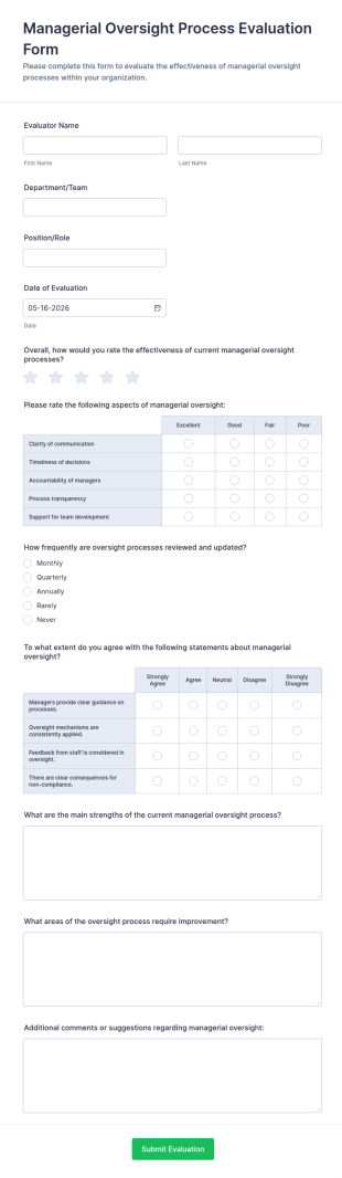 Managerial Oversight Process Evaluation Form Template
