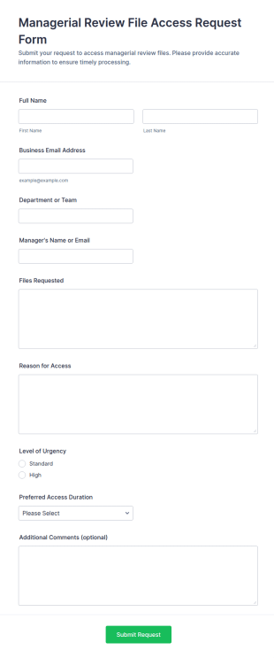 Managerial Review File Access Request Form Template