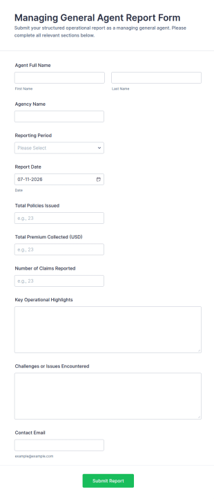 Managing General Agent Report Form Template