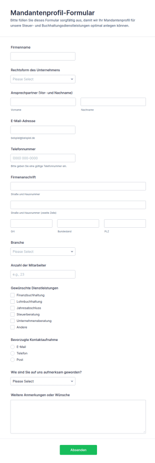 Mandantenprofil Für Steuerberatungskanzlei Fragebogen
