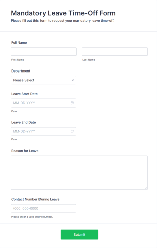 Mandatory Leave Time Off Form Template