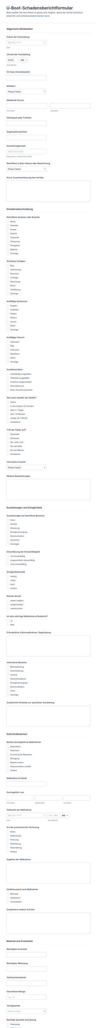 Mängelmeldeformular Für U Boote