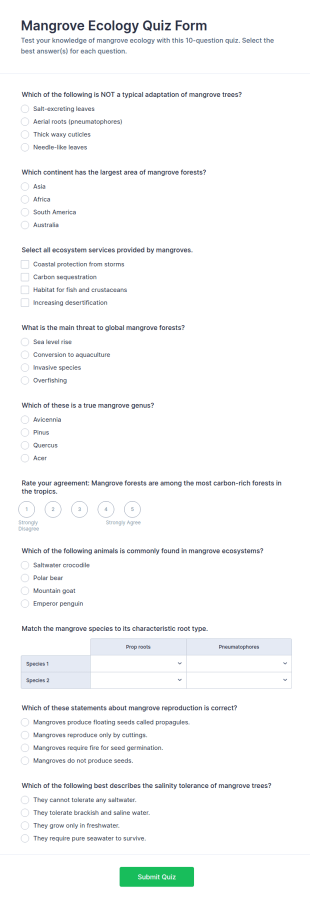 Mangrove Ecology Quiz Form Template