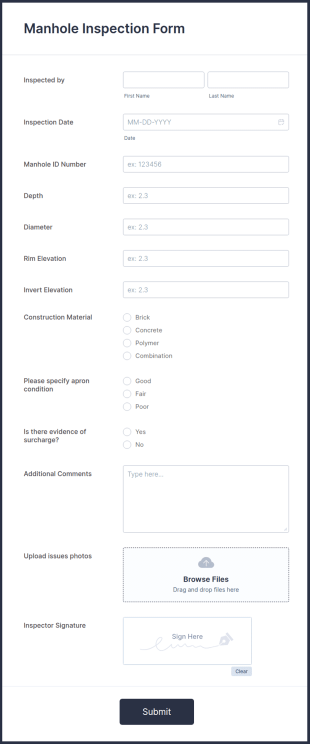 Manhole Inspection Form Template