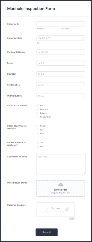 Manhole Inspection Form Template