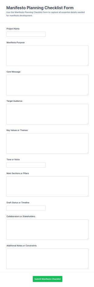 Manifesto Planning Checklist Form Template