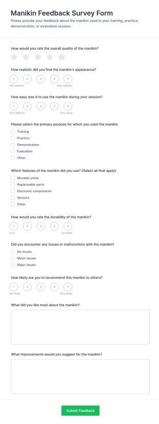Manikin Feedback Survey Form Template