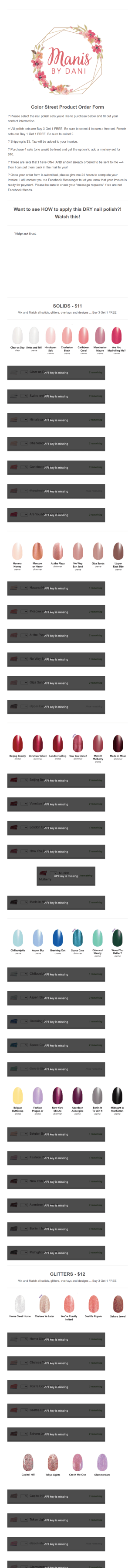 Manis By Dani On Hand Stock Order Form Template