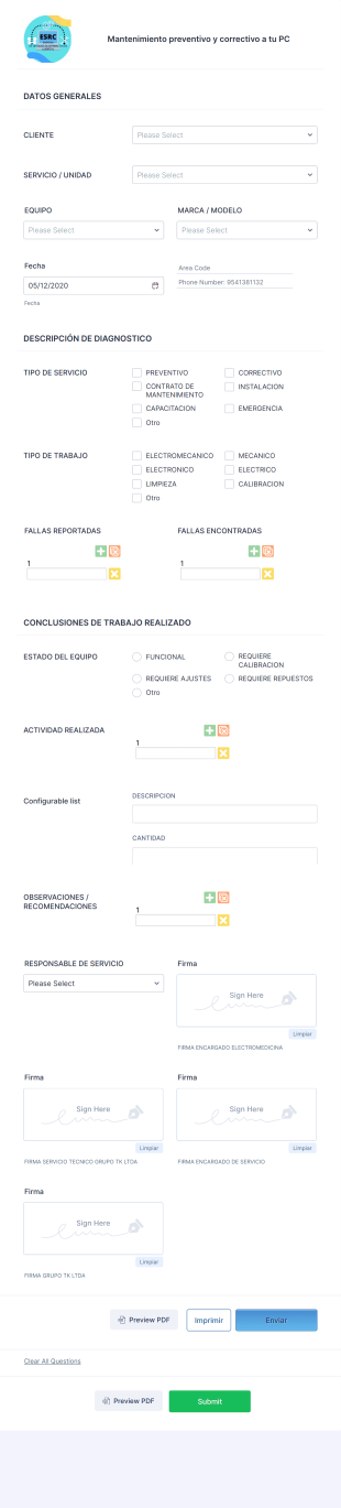 Mantenimiento Preventivo Y Correctivo De Tu Pc Form Template
