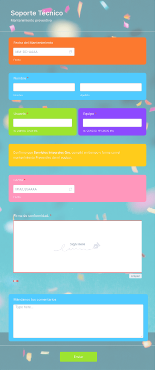 Mantenimiento Preventivo SIQ Form Template