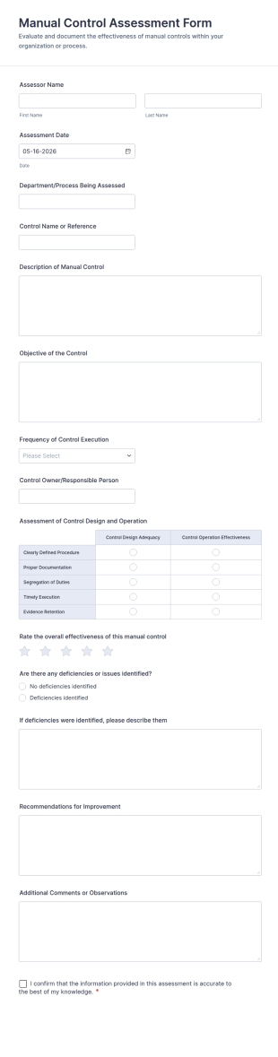 Manual Control Assessment Form Template