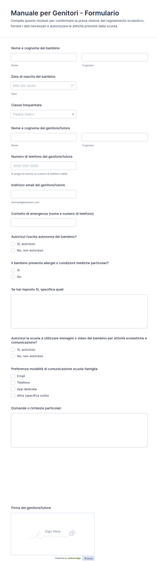 Manuale Per Genitori Formulario