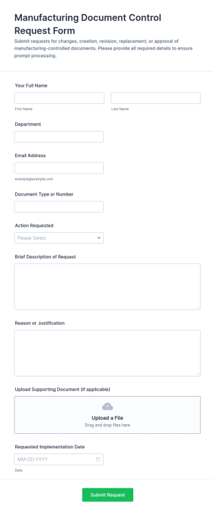 Manufacturing Document Control Request Form Template