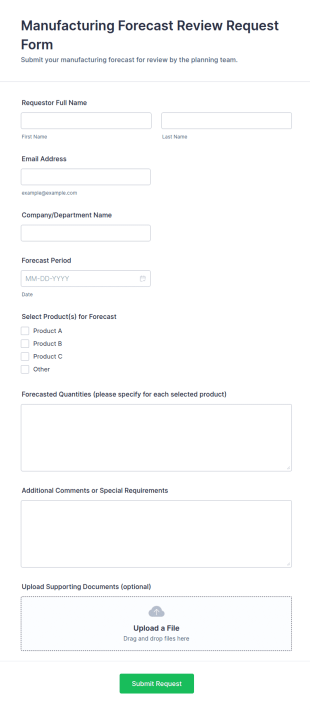 Manufacturing Forecast Review Request Form Template