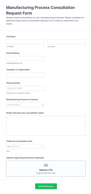 Manufacturing Process Consultation Request Form Template