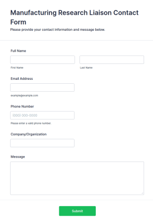 Manufacturing Research Liaison Contact Form Template