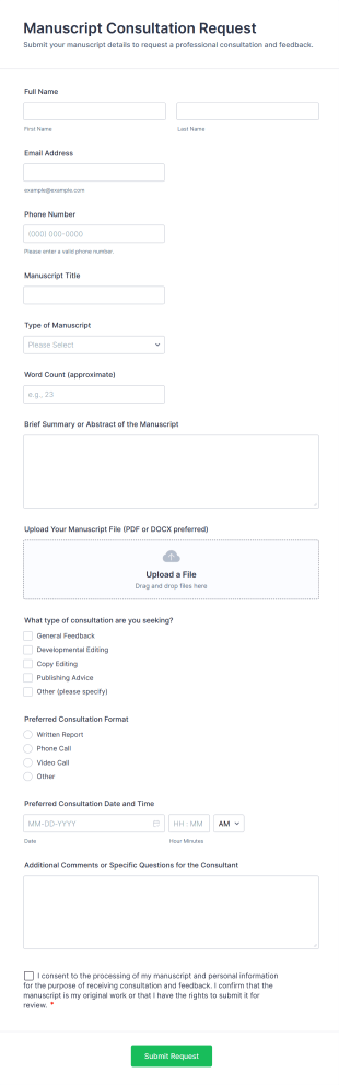 Manuscript Consultation Request Form Template