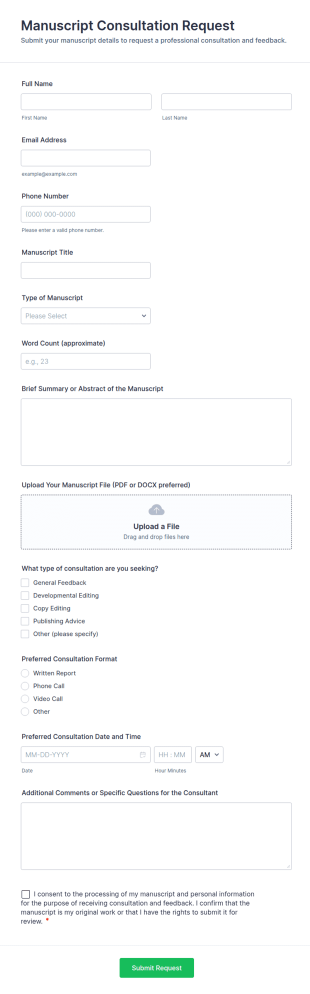 Manuscript Consultation Request Form Template