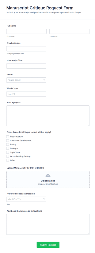 Manuscript Critique Request Form Template