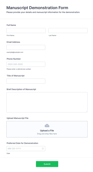 Manuscript Demonstration Form Template