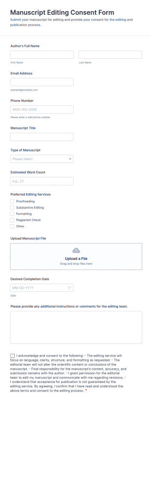 Manuscript Editing Consent Form Template