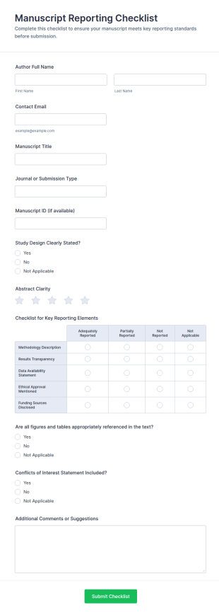 Manuscript Reporting Checklist Form 📄📝