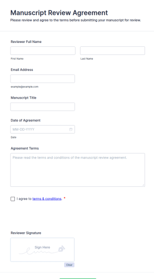 Manuscript Review Agreement Form Template