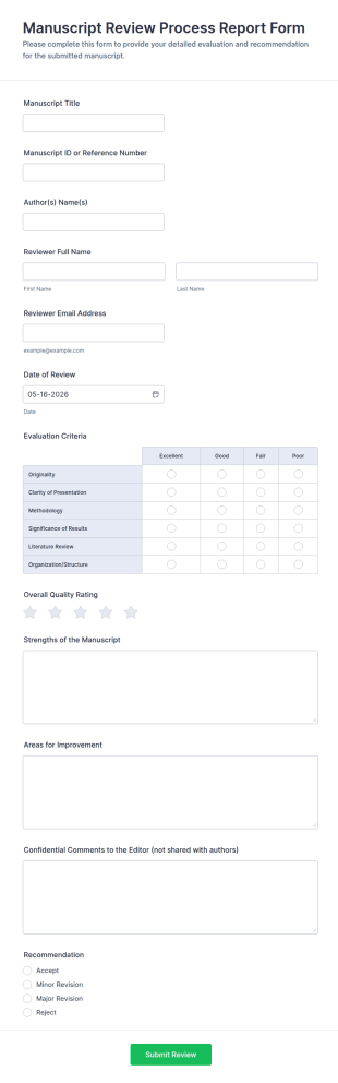 Manuscript Review Process Report Form Template