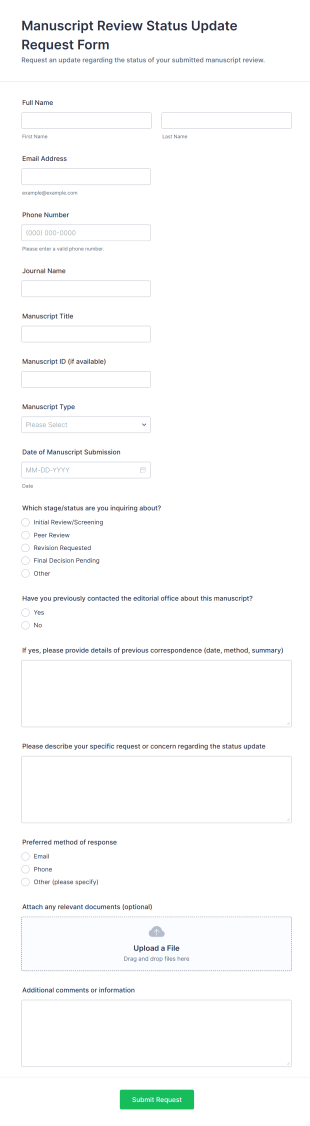Manuscript Review Status Update Request Form Template