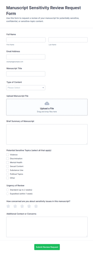Manuscript Sensitivity Review Request Form Template