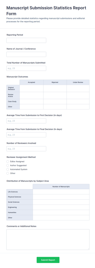 Manuscript Submission Statistics Report Form Template