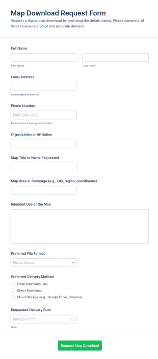 Map Download Request Form Template