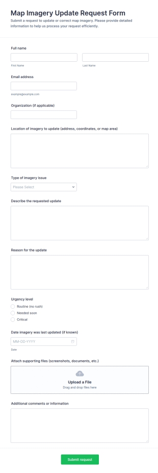 Map Imagery Update Request Form Template