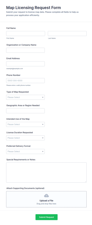 Map Licensing Request Form Template