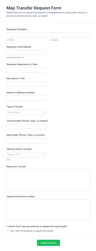 Map Transfer Request Form Template