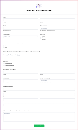 Marathon Anmeldeformular Form Template