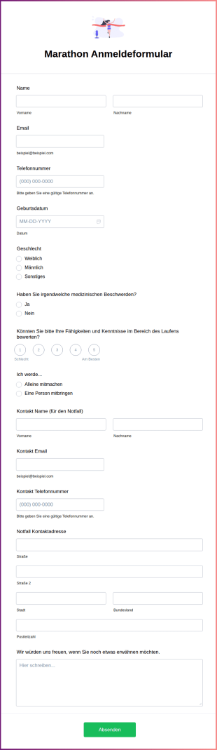 Marathon Anmeldeformular