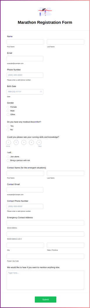 Marathon Registration Form Template