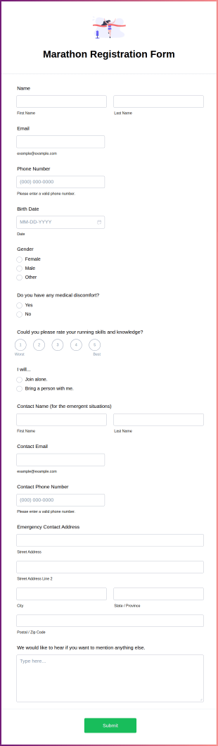 Marathon Registration Form Template