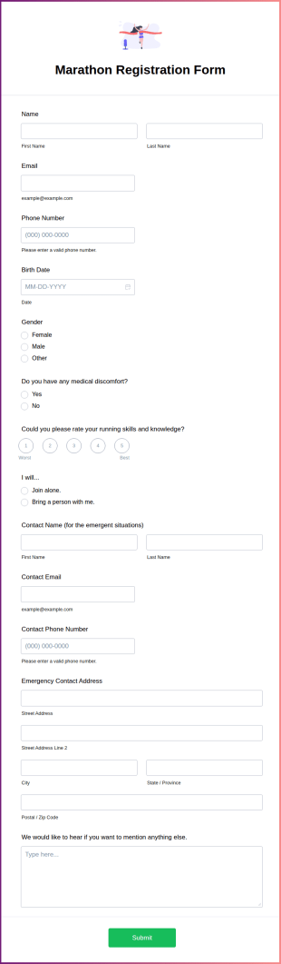 Marathon Registration Form Template