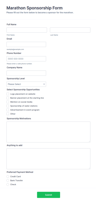 Marathon Sponsorship Form Template