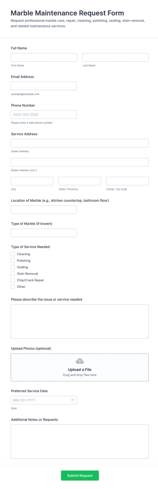 Marble Maintenance Request Form Template