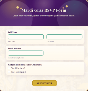 Mardi Gras RSVP Form Template
