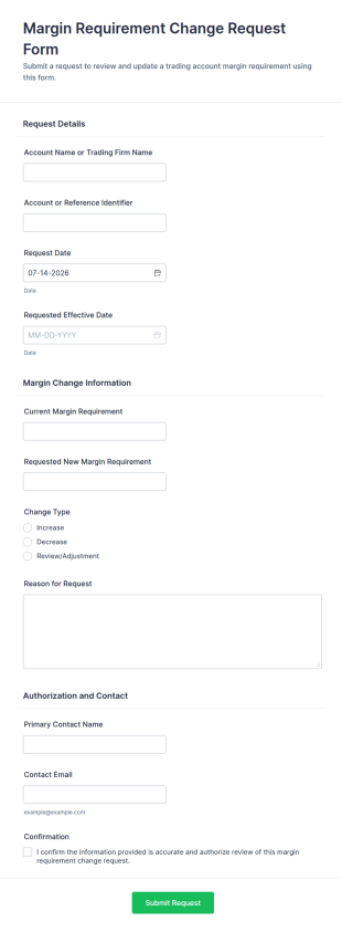 Margin Requirement Change Request Form Template