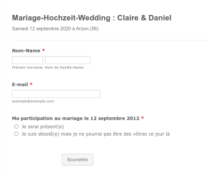 Mariage Form Template